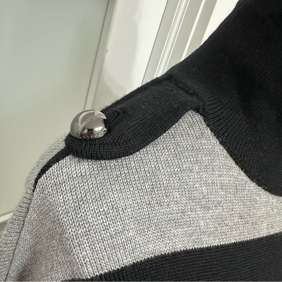 Tory Burch Merino Wool Knit Tunic Sweater Dress SZ XSmall Black Grey Stripes EUC - Picture 3 of 9